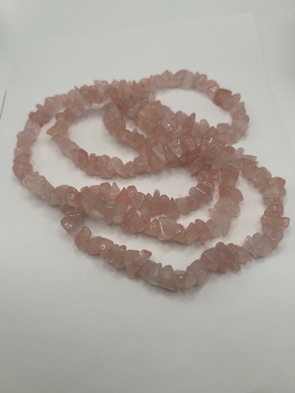 Vintage Pink Rose Quartz stone Necklace 34” Unisex Jewelry - Picture 5 of 14